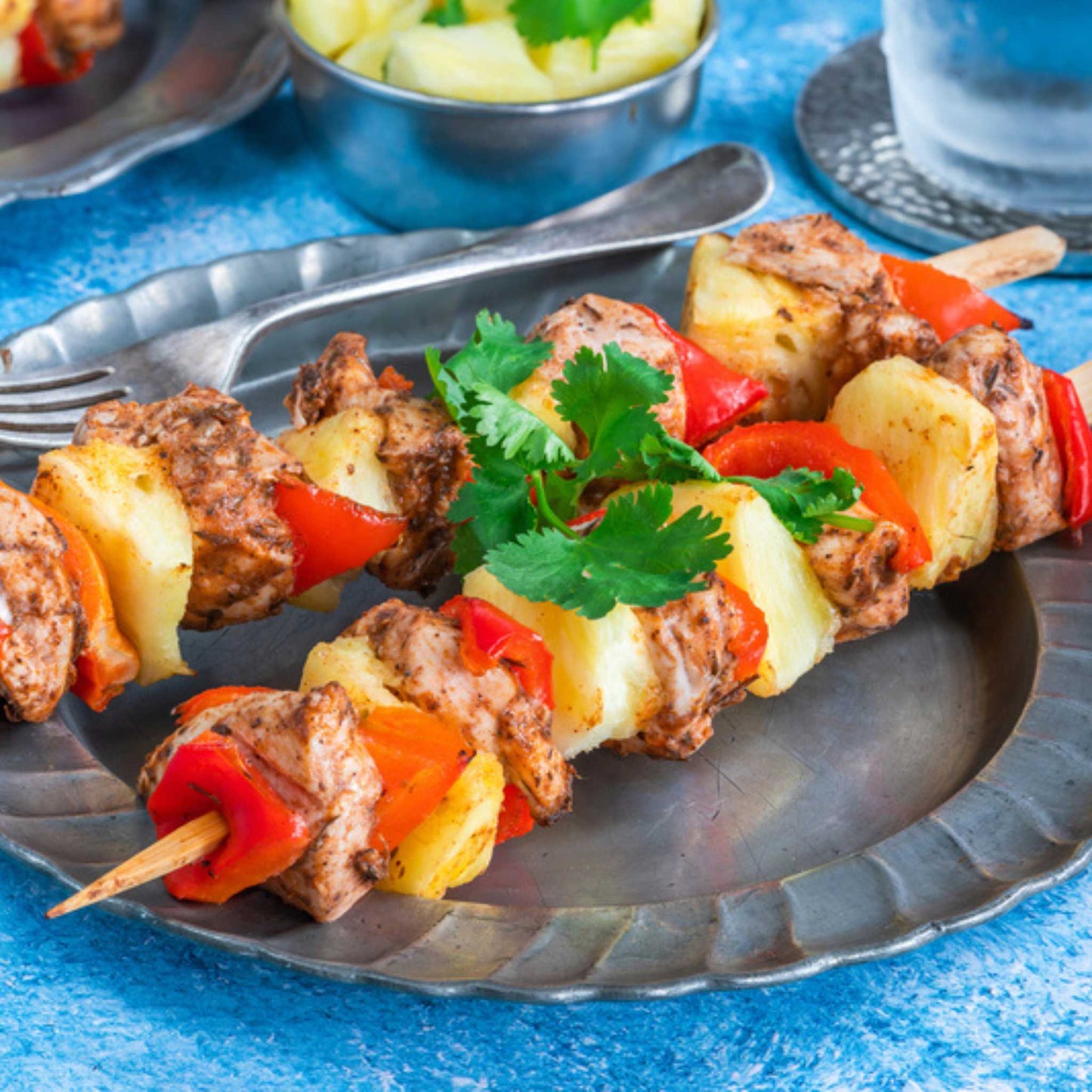 Lemon Herb Peri Peri Kabob with grilled pineapple