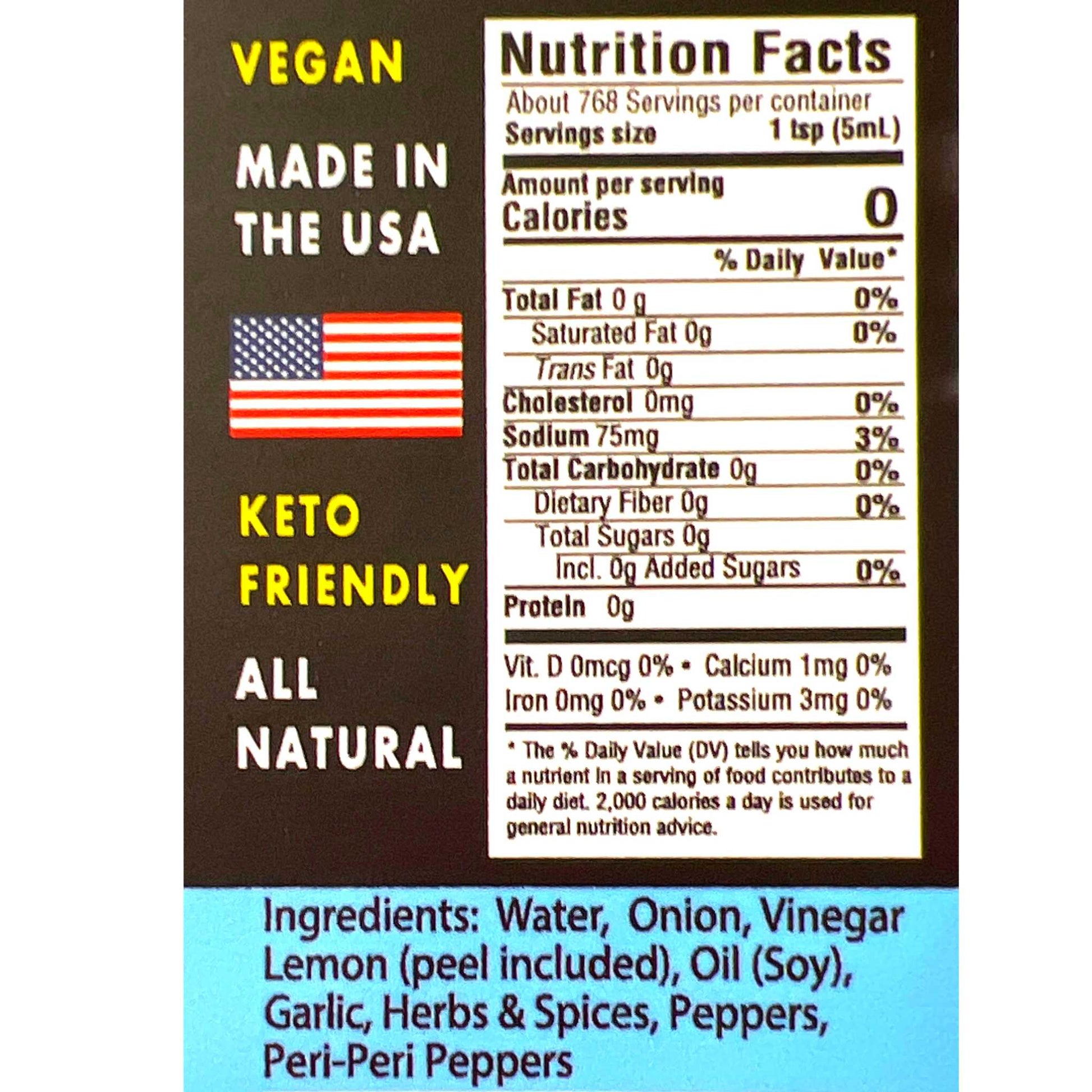 Mild Peri Peri Sauce Nutritional Information