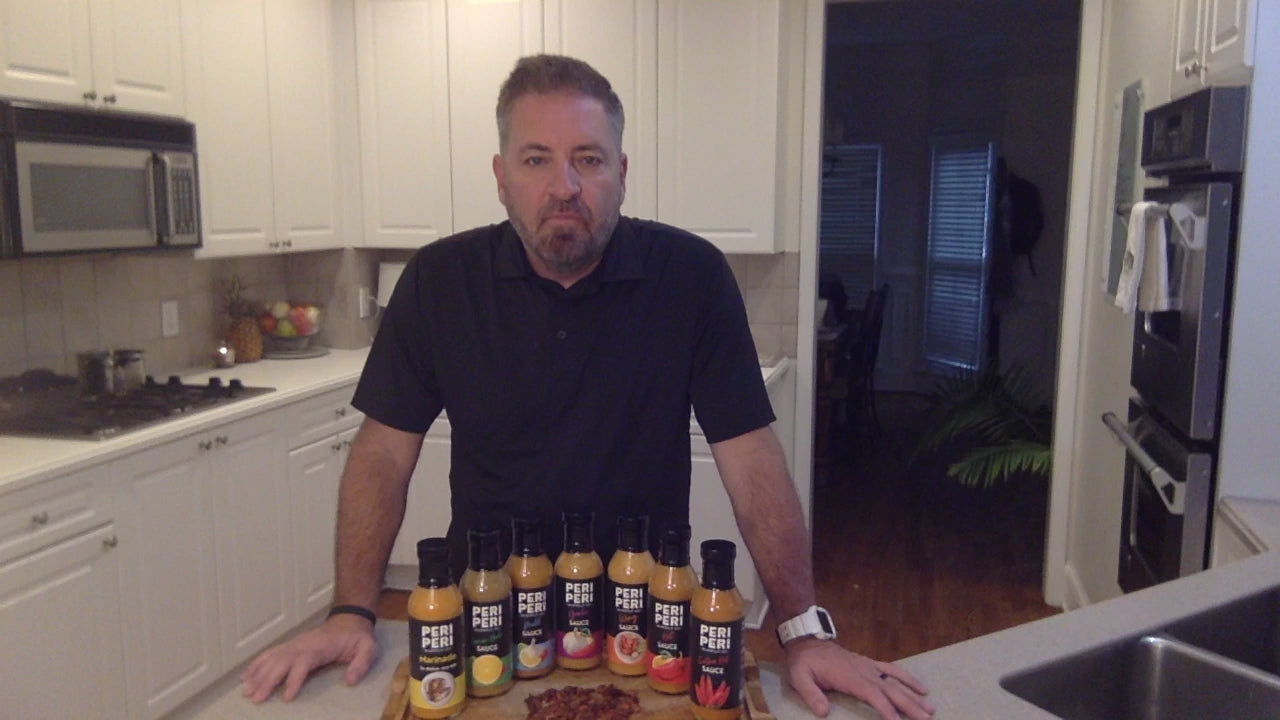 Scott Harlow explaining the Mild Peri Peri Sauce via video