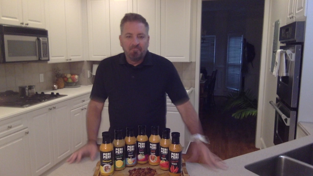 Scott Harlow explaining our #1 flavor - Hot Peri Peri, the O.G. IYKYK